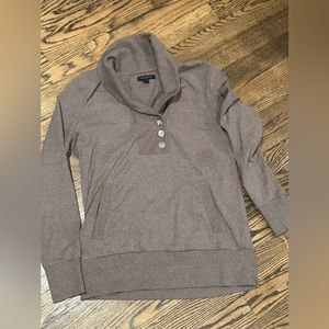 Banana Republic Sweater L Pullover Ribbed Shawl Neck Pockets Button